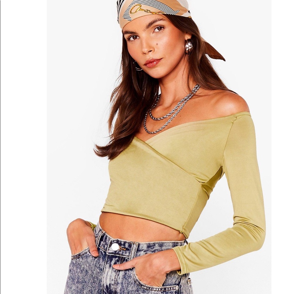 Green off the shoulder top